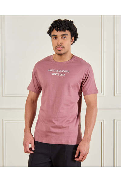 REDTAG Men Lilac Printed T-Shirt
