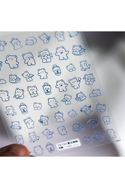 NAILFYOU قطعة واحدة من ملصقات فن الأظافر بتصميم دب أزرق مجوف ثلاثي الأبعاد بر...