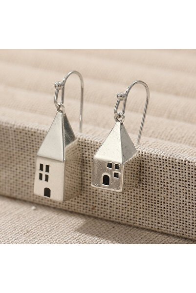 Choice T350 Bohemian Style Retro Copper Material, Hand-carved House-shaped Earrings for Women, Hooking Earr