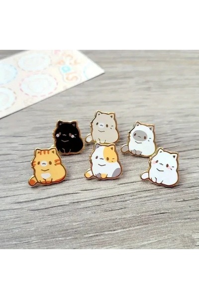 Choice مجموعة من 6 قطع من دبابيس المينا على شكل قطة صغيرة لطيفة، شارة معدنية ...