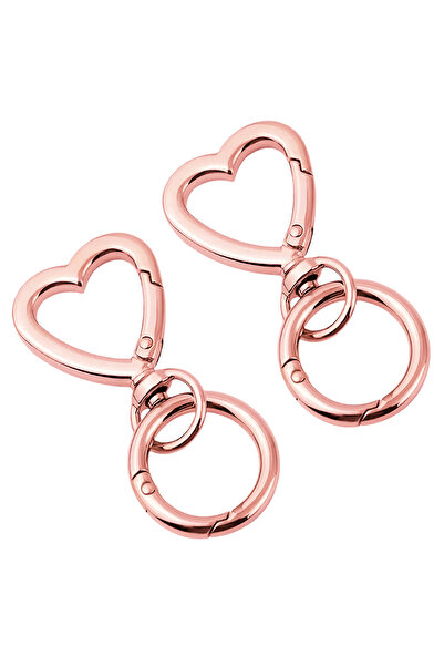 Choice مجموعتان من مشابك مفاتيح على شكل قلب باللون الذهبي الوردي (2/6/15) مع ...