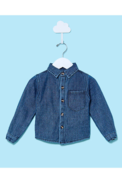 REDTAG Infant Boys Blue Denim Shirt With Pocket
