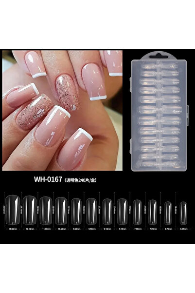 Choice WH-0167 ٢٤٠ قطعة/علبة أظافر صناعية أكريليك رقيقة للغاية بدون أثر، شفاف...