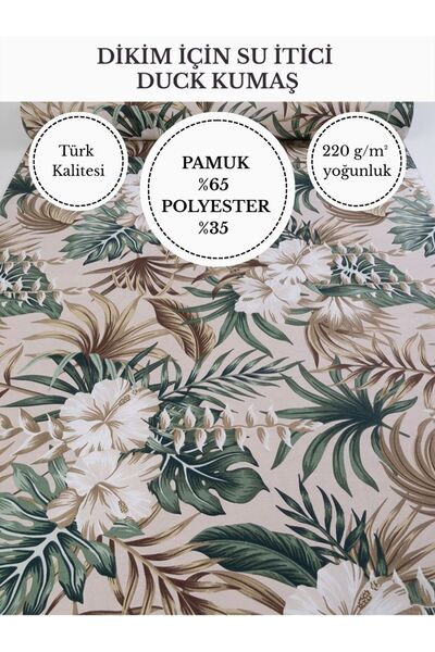 FabricMarket Desenli Su İtici Duck Kumaş | %65 Pamuk %35 Polyester | Masa Ört...