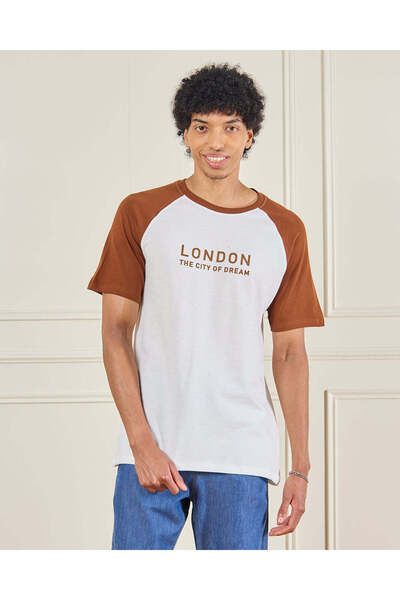 REDTAG Men Assorted Reglan Sleeve T-Shirt