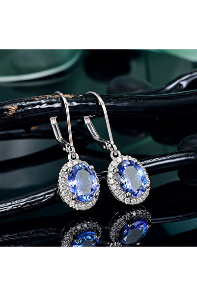 Choice E729 Huitan Luxury Women Drop Earrings Oval Blue CZ Noble Lady's Acces...