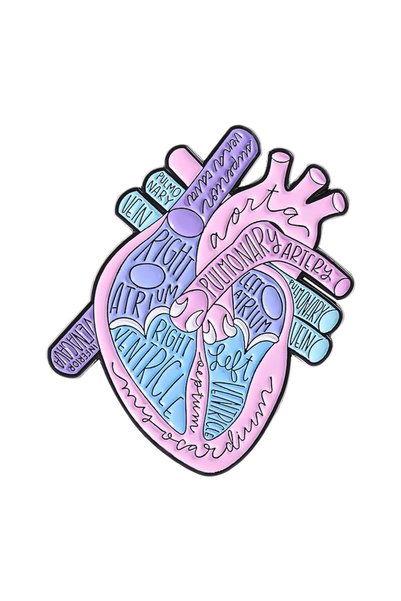 Choice Style 2 Labeled Brain Heart Anatomy Enamel Pins Human Organ Medical Mo...