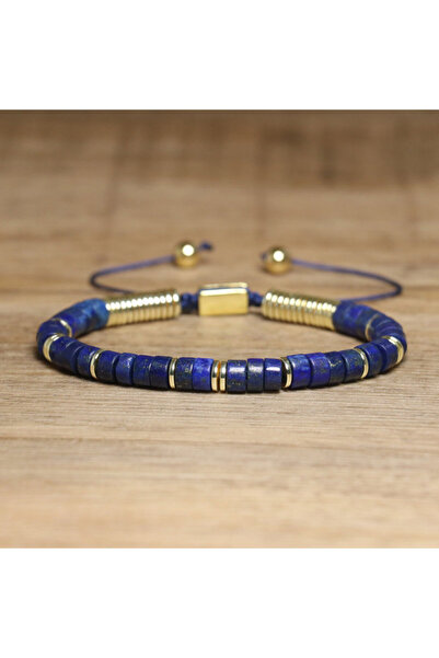 Choice مجموعة أساور لازوريت ذهبية قابلة للتكديس بتصميم بوهيمي: عين النمر، لازورد، كوارتز دخاني، قابلة للتعديل، نباتية