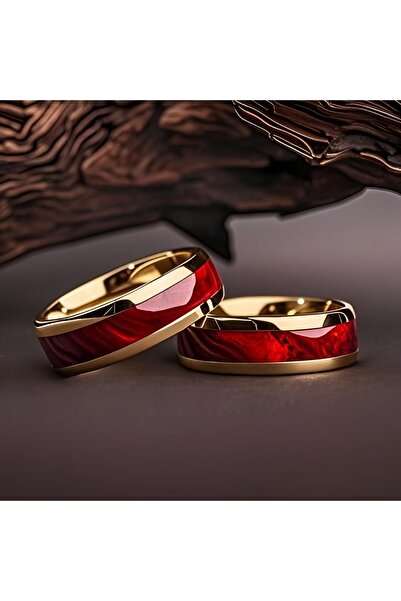 Choice خواتم ذهبية أنيقة للرجال والنساء، مرصعة بحجر أحمر، مصنوعة من الفولاذ المقاوم للصدأ، مقاس 7 أو 8 ملم، مجوهرات زفاف وخطوبة فريدة من نوعها