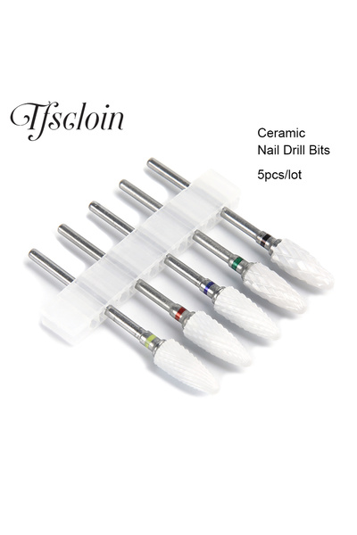 Choice nail drill bit set 5pcs Ceramic Nail Drill Bit Rotary Cuticle Burr Gel...