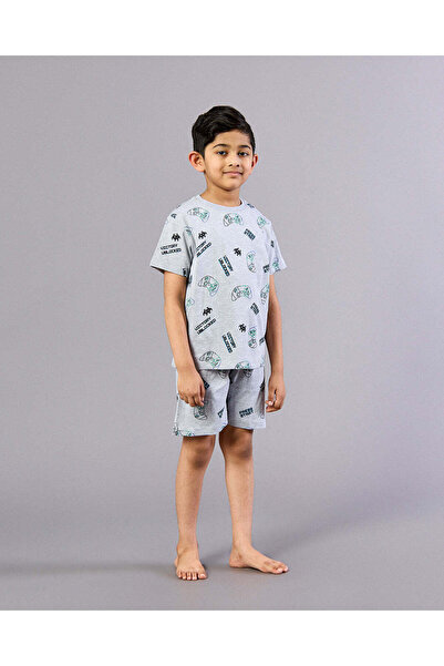 REDTAG طقم بيجامة رمادي مطبوع للأولاد (قطعتين)