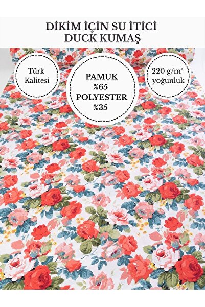 FabricMarket Desenli Su İtici Duck Kumaş | %65 Pamuk %35 Polyester | Masa Ört...