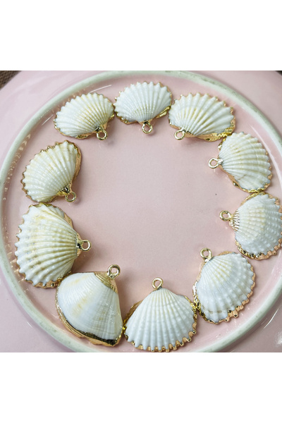 Choice 10pcs 10pcs 20-25mm Natural Shell Gold-color Pendant Bohemian Style Charms for Jewelry Making DIY Wo
