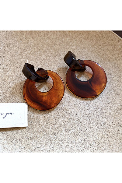 Choice أقراط متدلية دائرية مربعة مجوفة من الأكريليك للنساء، شفافة بلون القهوة الأزرق، مصنوعة من الراتنج الهندسي D