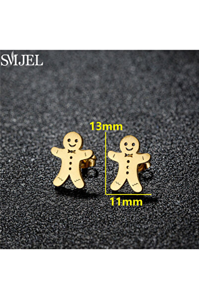 Choice5 GED399G Classic Stainless Steel Gingerbread Man Stud Earrings Cute Ch...