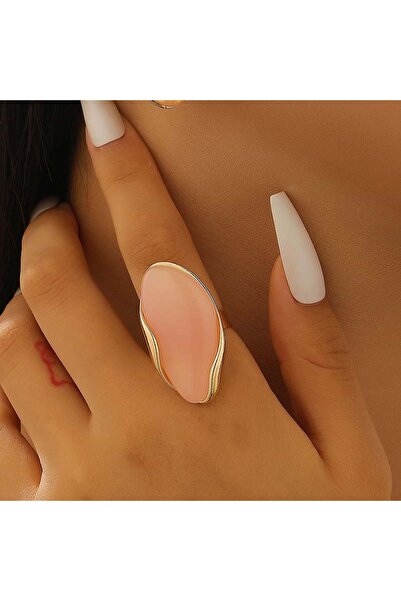 Choice 03 تصميم جديد، خاتم هندسي قابل للتعديل من الراتنج باللون البني والأخضر...