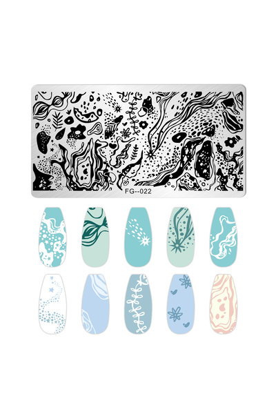 Choice FG-022 Marble Blooming Nail Stamping Plate Leaf Flower Line Animal Image Nail Stamp Templates UV Gel
