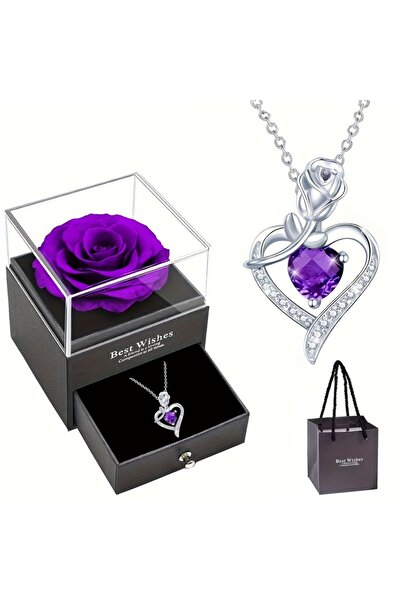 Choice قلادة على شكل قلب ووردة للأم، هدية مجوهرات رائعة للأم والزوجة والحبيبة...