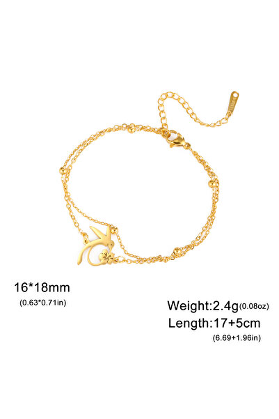 Choice 17-22 cm B Gold Color Skyrim Hummingbird Flower Charm Bracelets Women's Stainless Steel Gold Color D