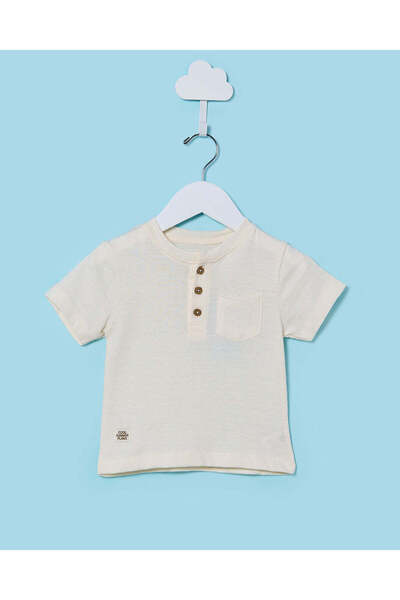 REDTAG تيشيرت هينلي جاكار كريمي اللون للأولاد الرضع