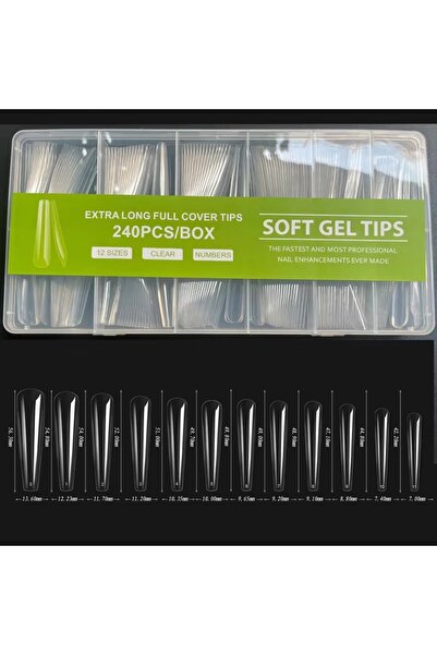 Choice أظافر صناعية شبه منحرفة الشكل، 240 قطعة، مقاس XXL، أظافر باليه طويلة ج...