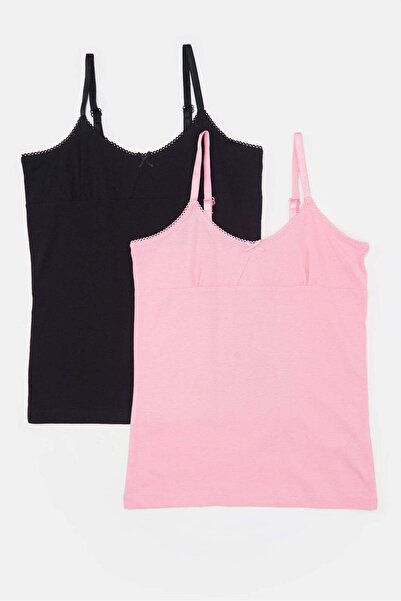 REDTAG Senior Girls Pink And Black Vest (Pack of 2)