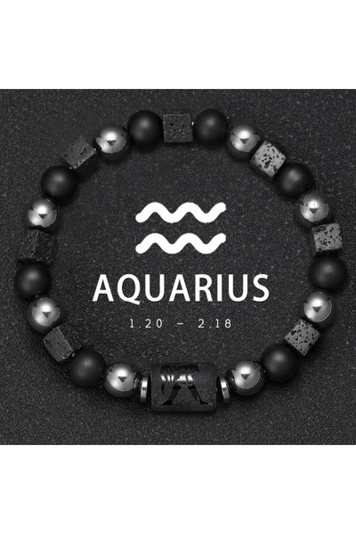 Choice سوار برج الدلو ذو الـ 12 كوكبة، بطول 18-19 سم، مزين بخرزات، مناسب للأز...