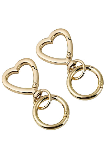 Choice ١٥ مجموعة من مشابك مفاتيح ذهبية على شكل قلب مع حلقات دائرية زنبركية لت...