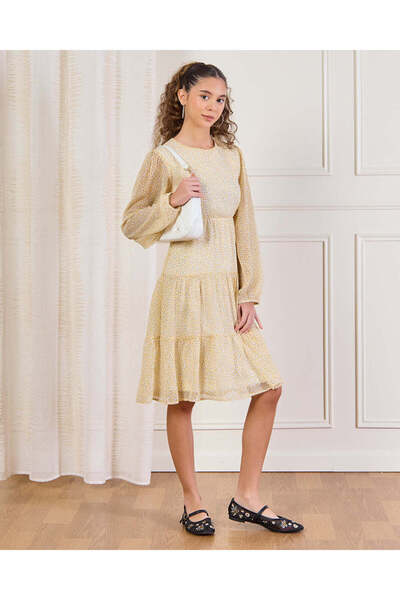 REDTAG Senior Girls Beige Embellished Dress