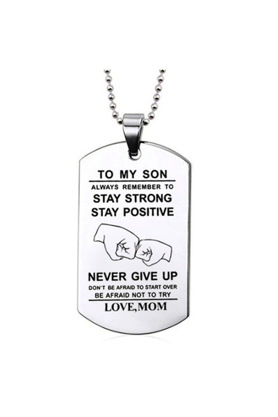 Choice قلادة فضية ملهمة "إلى ابني" باللونين الأسود والفضي، مصنوعة من الفولاذ ...