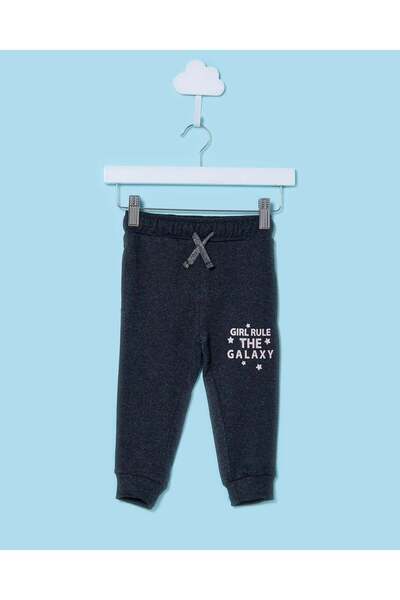 REDTAG Infant Girls Black Printed Track Pants