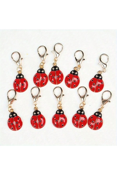 Choice مجموعة سلاسل مفاتيح على شكل خنفساء (10 قطع) من QXPC، مع مشابك على شكل سرطان البحر مصنوعة من سبيكة معدنية، وقلادات خنفساء حمراء مطلية بالمينا.