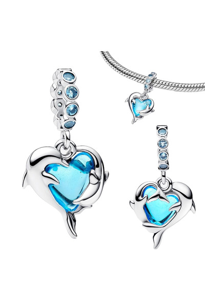 Choice قلادة جديدة أصلية من الفضة الإسترليني عيار 925 بتصميم قمر وقلب وفيونكة...