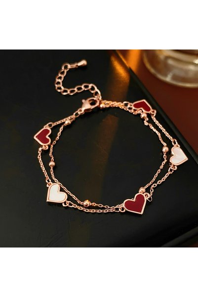 Choice Heart Double Layer Heart Love Chains Bracelets for Women Girl New Stai...