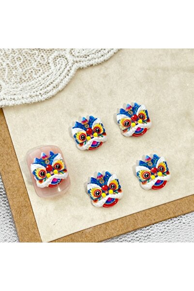 Choice ١٠ قطع من إكسسوارات فن تزيين الأظافر برسوم متحركة لرقصة الأسد الصينية،...