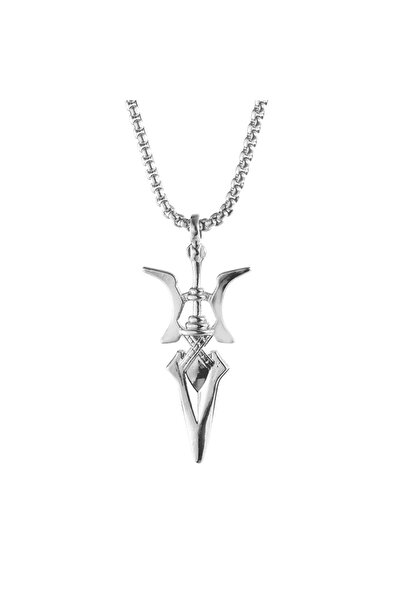 Miniso silver Anime Necklace Misa Amane Cosplay Necklace Halberd Pendant Necklaces Halloween Cosplay Jewelr