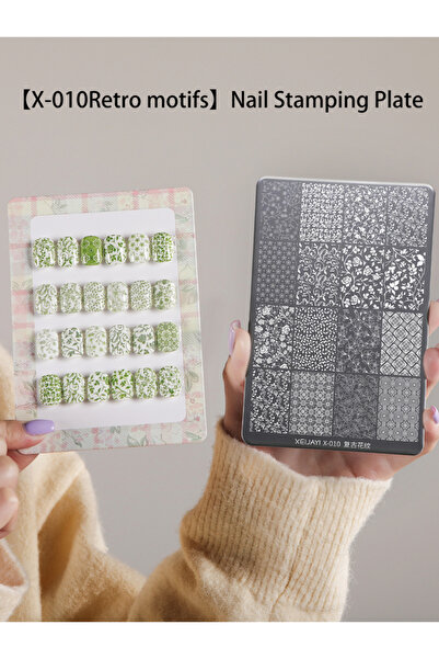 Choice لوحة ختم أظافر بتصميم زهور عتيقة من جانجبان X-010، قطعة واحدة، لوحة خت...