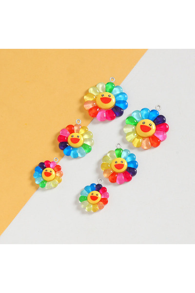 Choice Mixed packaging 10pcs Colour Resin small pendant Smiling sunflower Cha...
