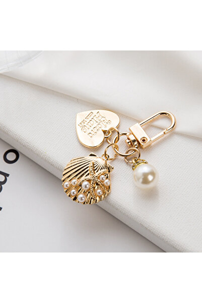 Choice A Shell Heart Letter Keychain For Women Girls Simulated Pearl Car Bag ...