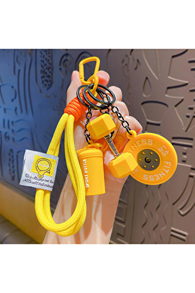 Choice Yellow Dopamine Barbell Plates Keychain Kettlebell INS Simulation Dumb...