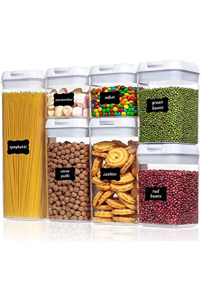Arabest 7Pcs Food Storage Container Jar Set with Lid Kitchen Bulk Sealed Cans...