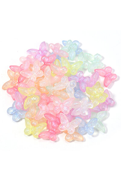 Choice3 Mixed 50pcs/lot Acrylic Butterfly Beads Colorful Transparent Charms B...