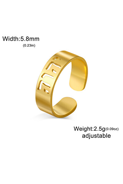 Choice resizable Gold Color Fashionable Hebrew YHWH Open Ring Stainless Steel...