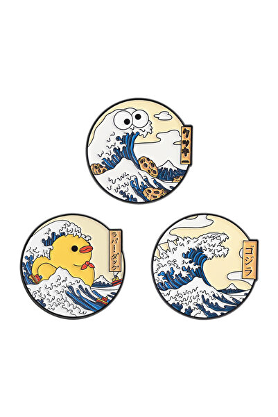 Choice دبوس مينا "الموجة العظيمة قبالة كاناغاوا" من أوكيو-إي، 36 منظرًا لجبل ...