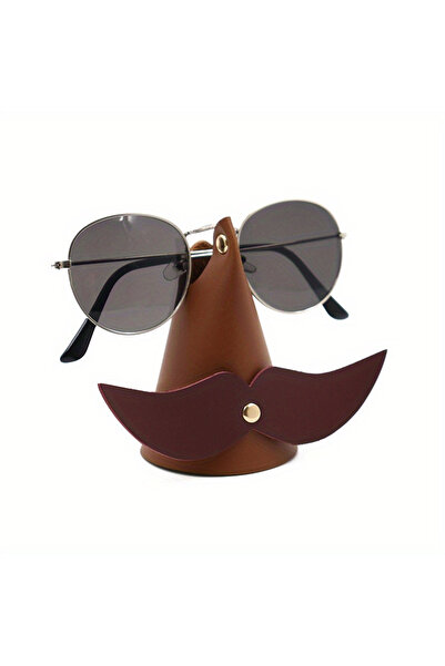 Choice حامل نظارات بني داكن قابل للفصل بتصميم إبداعي على شكل لحية، قطعة واحدة...