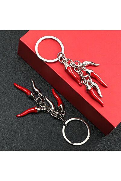 Choice قطعتان من سلسلة مفاتيح الفلفل الأحمر المعدنية الإبداعية، قلادة فلفل صغ...