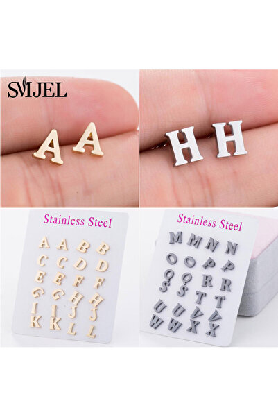 Choice أقراط SMJEL ذهبية اللون، من الألف إلى الياء، مصنوعة من الفولاذ المقاوم...