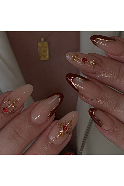 Choice BZ1552 ٢٤ قطعة أظافر صناعية فرنسية خضراء بسيطة بتصميم زهور عصري وأطراف...