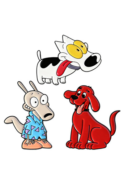 Choice دبابيس مينا على شكل كنغر صغير كرتوني TZ2334، بروشات كلب دالميشن أحمر، دبابيس طية صدر السترة، شخصية كرتونية تلفزيونية