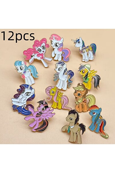 Miniso Antique Silver Plated 12pcs Cute unicorn Enamel Pins Anime Lapel Badge...